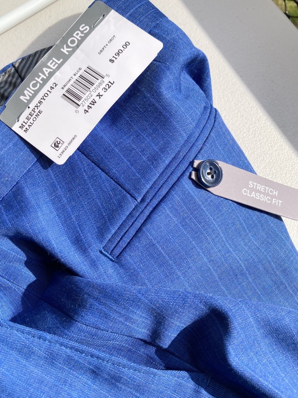 Michael Kors Wool Blend Blue Pinstripe Dress Pants Stretch Trousers Malone 44/32 - Picture 14 of 17